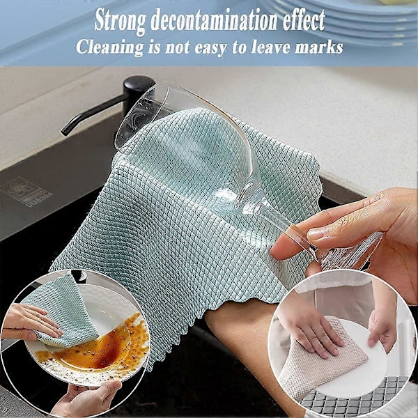 Mikrofiberdukar Rengöringsdukar 10 Fiskfjällsrengöringsdukar 25x25cm, Miljövänlig Återanvändbar Handduk för Kök Glas Bilfönsterrengöring