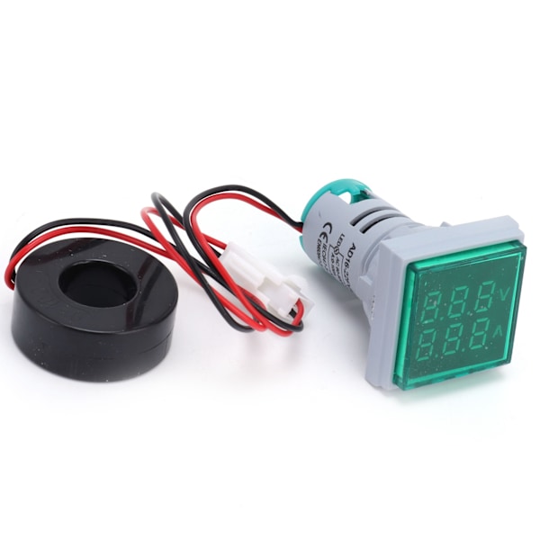 Aktuel signalindikator Universal 2‑Display firkantet lampe lys 60~500V AC AD16‑22FVAGrøn