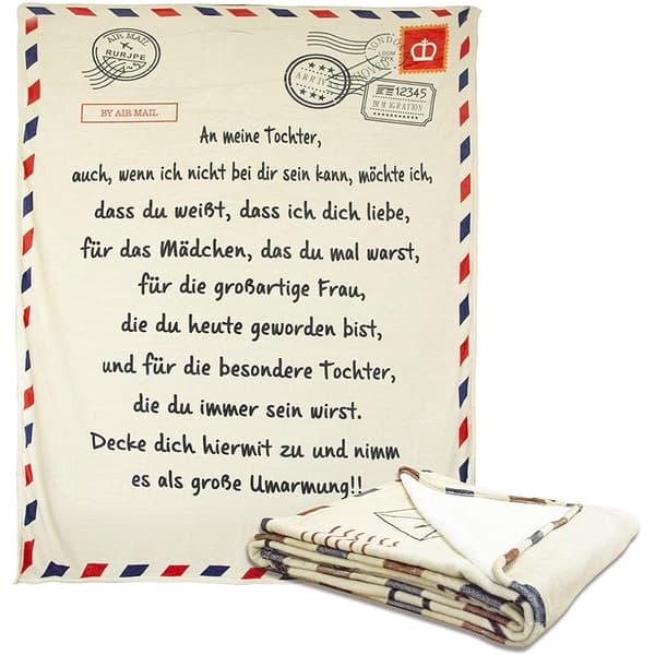 Tysk bogstavtæppe til min søn og min datter Superblødt tæppe Flanneltæppe Vintervarmt blødt posttæppe