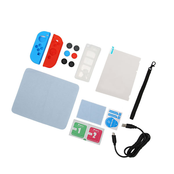 Tillbehör för Switch Family Bundle - skärmskydd, greppskydd, kortfodral, bärväska - allt i ett