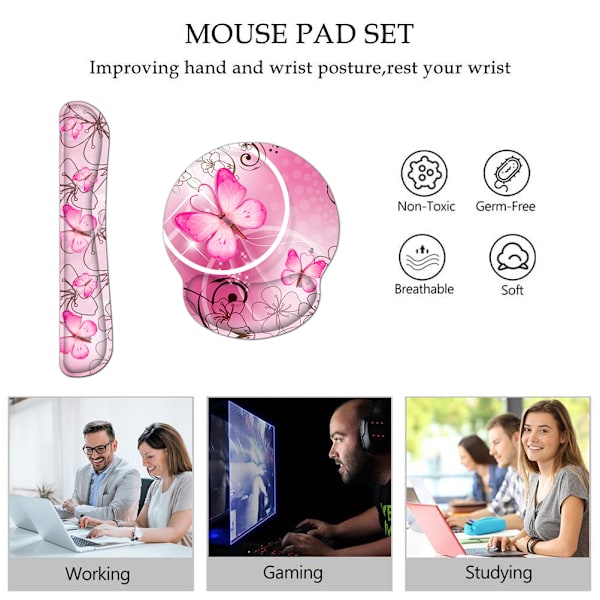 Tangentbordsplatta handledsstöd och musmatta med handledsstöd Ergonomiska musmattor med halkfri bas för hemmakontor Bärbar dator