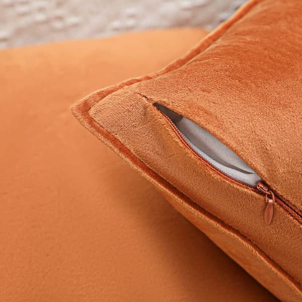 45x45 Sæt med 2 dekorative pudebetræk i fløjl, orange pude til sofa og seng, sofapudebetræk til boligindretning (45x45 cm)