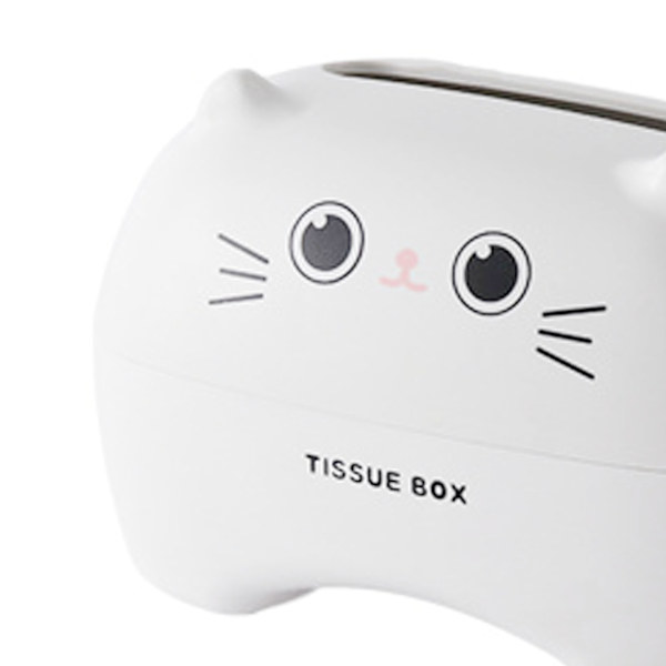 Tegneserie Tissue Box Kreativ Bærbar Bord Tissue Box Sød Dyr Tissue Holder til Hjem Hvid
