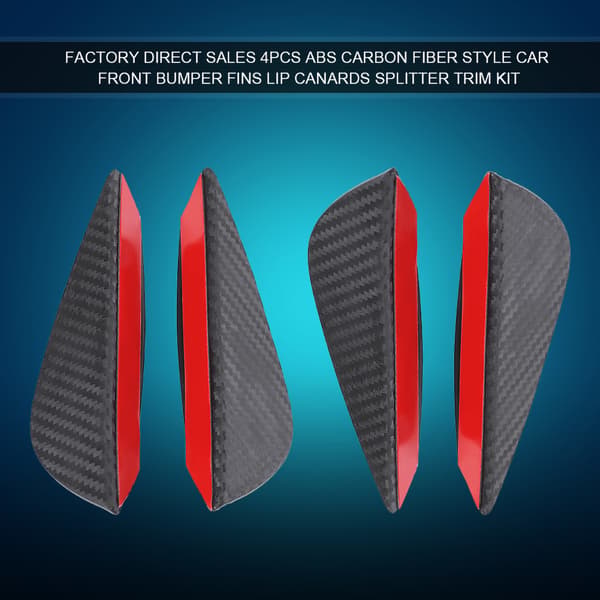 4 stk universelle ABS karbonfiber bil frontfanger finner leppe spoiler canards trimsett