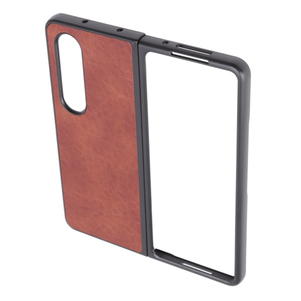 Fällbar skärmtelefonfodral i PU-läder, modernt, bekvämt och skyddande mobiltelefonfodral för Samsung Galaxy Z FOLD 4, brunt