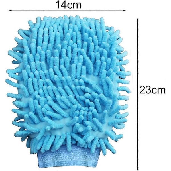 4 stk. Bilvaskehandske, dobbeltsidet mikrofiber bilvaskehandske superabsorberende mikrofiberhandsker mikrofiberklud til bilrengøring husholdningsrengøring Ran