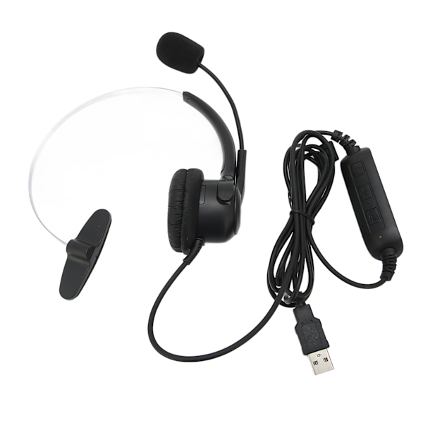 USB-headset med mikrofon, støjreduktion og volumenkontrol til forretningsmøder, Skype, telefonopkald, callcenter og kontor