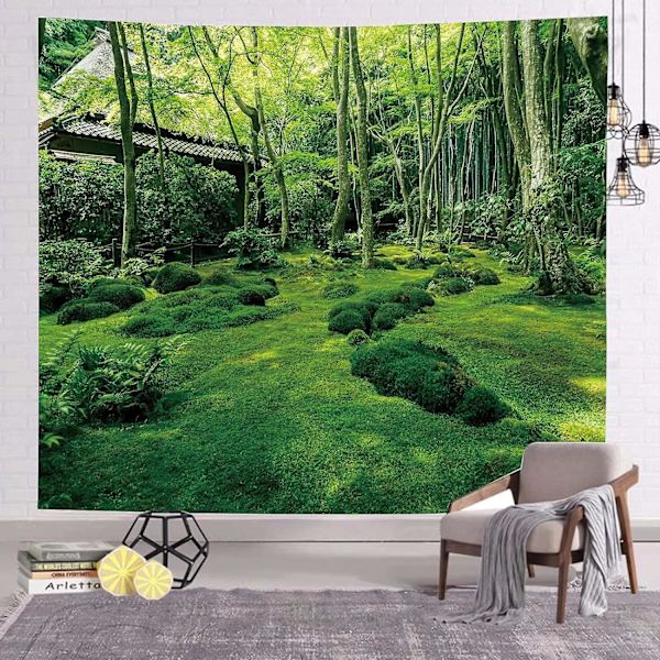 Green Forest Gobestry Vägghängande - 150 cm x 200 cm (60 x 80 tum) - 3D Print Tree Gobestry för sovrum