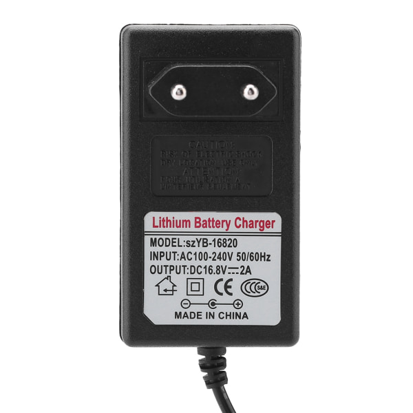AC100-240V DC 16.8V 2A Erstatningsstrømadapter Litium-ion Batterilader Sikker lading EU