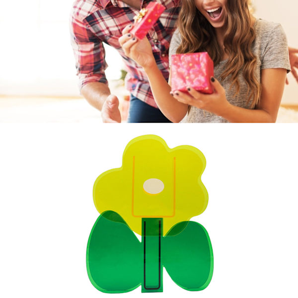 Innovativ Dekorationsvas Unik Skrivbordsdekoration Akryl Blomvas för Hembordskontorsfest Gul Blomma
