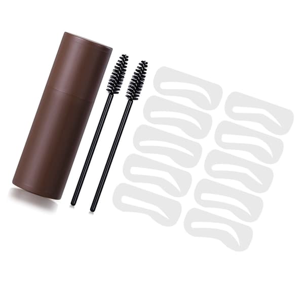Ögonbrynsstämpelkit 10 schabloner 2 borstar Ögonbrynsmakeup-puder för hårfäste Ansiktskontur Mörkbrun