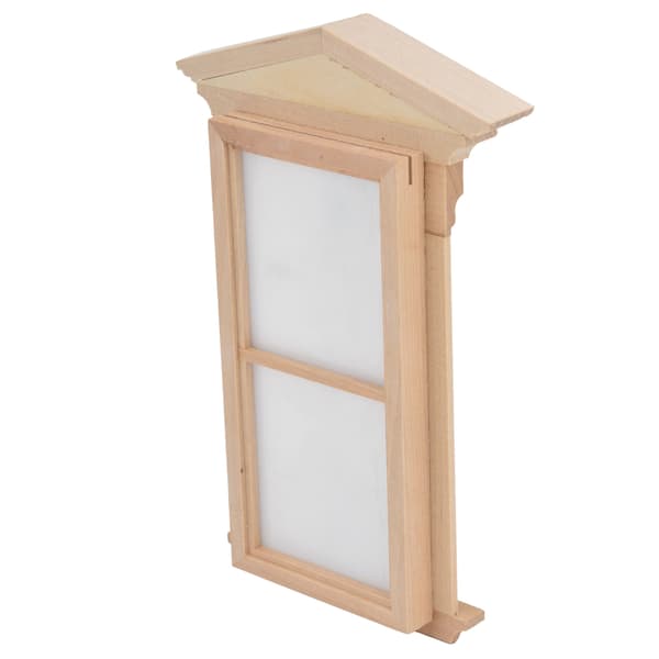 1:12 Dockskåp Trä Omålad Spetsig Dörr Fönster Miniatyr Dekorationsaccessoarer