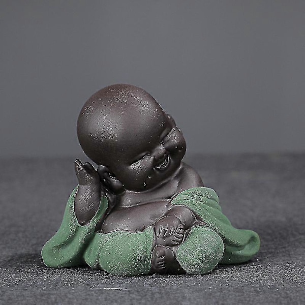 Skrattande Buddha Staty Liten Munk Figurin Hemmakontor Ornament Dekoration Gåva Zekai färg 11