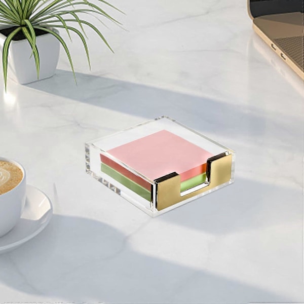 2-pack Akrylanteckningsblockshållare, Modern Klar Pappershållare Dispenser Memohållare Ställ Kub Skrivbord
