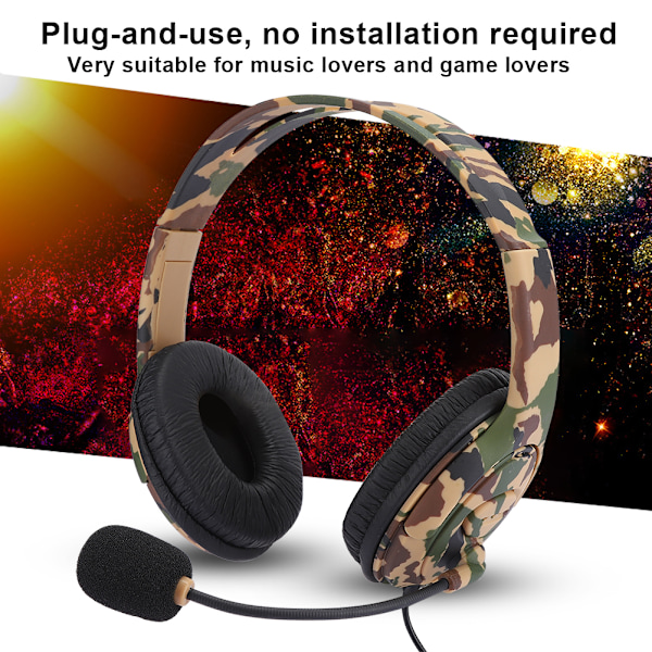 Bærbar hovedmonteret computer gaming headset til XBOX ONE grøn camouflage