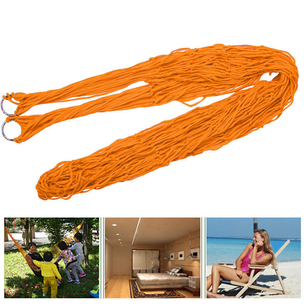 Komfortabel dobbel swing hengeseng Nylon Mesh hengekøye for utendørs camping (oransje)