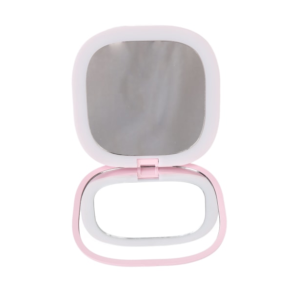 LED Makeup Mirror 3X Förstoring Dubbla Sidor Vikbar Handhållen Vit Belysningsspegel Rosa