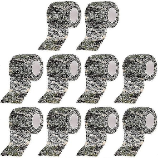 10 Stykker Camouflagetape Selvklæbende Bandager Udendørs Elastisk Stof Beskyttende Camouflage Tape Til Militær Jagt