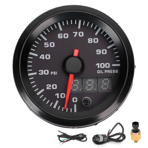 12V 2in Olietryk Måler 0-100PSI Måler 7 Farver LED Display med Sensor Universal til Bil