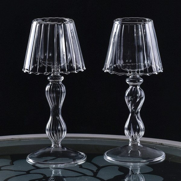 Lysestake i glass Tansparent Bordlampe Form Lysestakeholder for Din