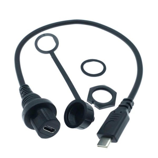 USB 3.1 Type-C C Hann Til Hunn Flush Panel Mount Skjøte Vanntett Kabel Bil
