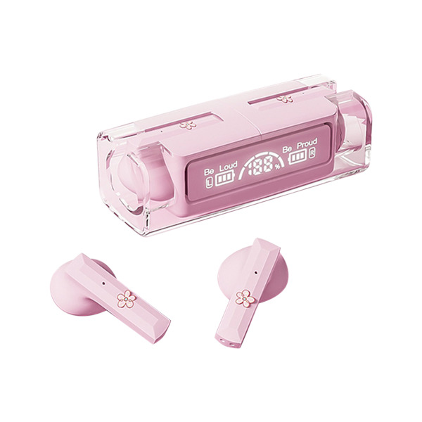 Bluetooth-øretelefoner med tegneserie-design, støjreduktion, trådløse Bluetooth-øretelefoner til IOS og Android, pink