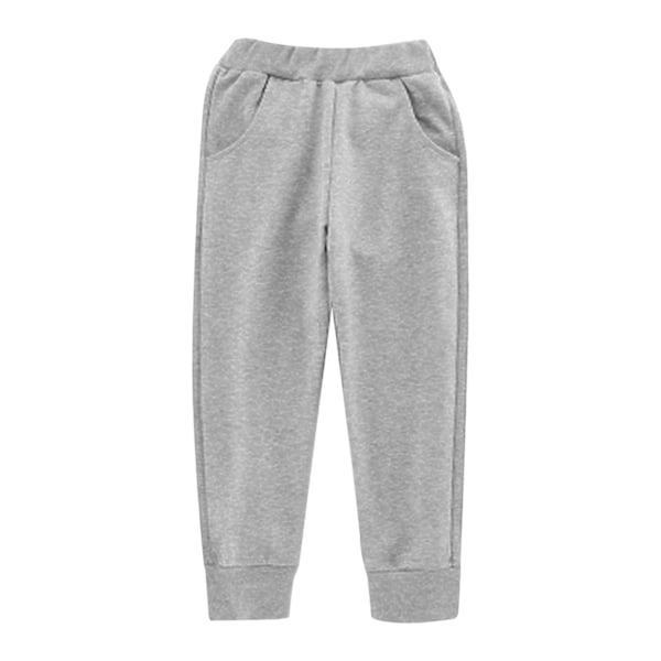 Barn Fleece Sweatpants Elastisk Midja Super Mjuk Bomull Casual Varma Fleece Byxor för Utomhus Vinter Grå XL