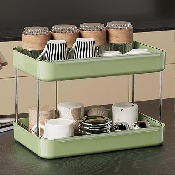 Bordopbevaringsstativ Stor kapacitet Krusholder med drænbakke til køkkenet 2 STK Sort 2PCS Black With drain tray