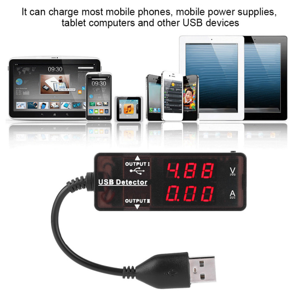 YB26VA Dual Display USB detektor Voltmeter Amperemeter Spänning Strömmätare Batterikapacitet Tester Enfärgad