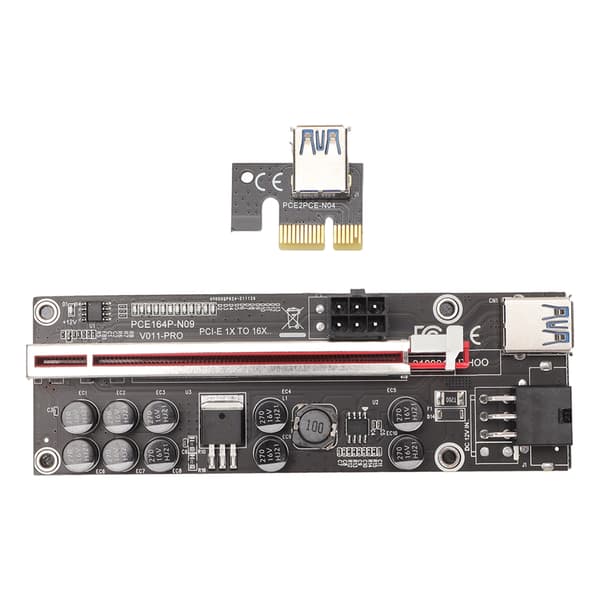 PCIE Riser 1x - 16x -sovitin 10 kondensaattorin Riser-sovitinkortti 0,6 m USB 3.0 -jatkojohdolla 6 PIN SATA -kaapeli GPU Riser