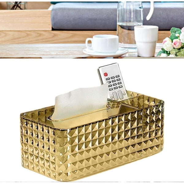 Servettbox, Multifunktionell Servettlåda Akryl (Guld)