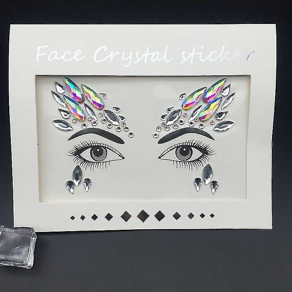 Rhinestone-ansiktsstensklistremerkesett for fester og festivaler