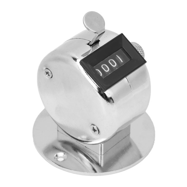 BERM Tally Counter 4-siffrig silver aluminiumlegering handhållet räkneverktyg med bas