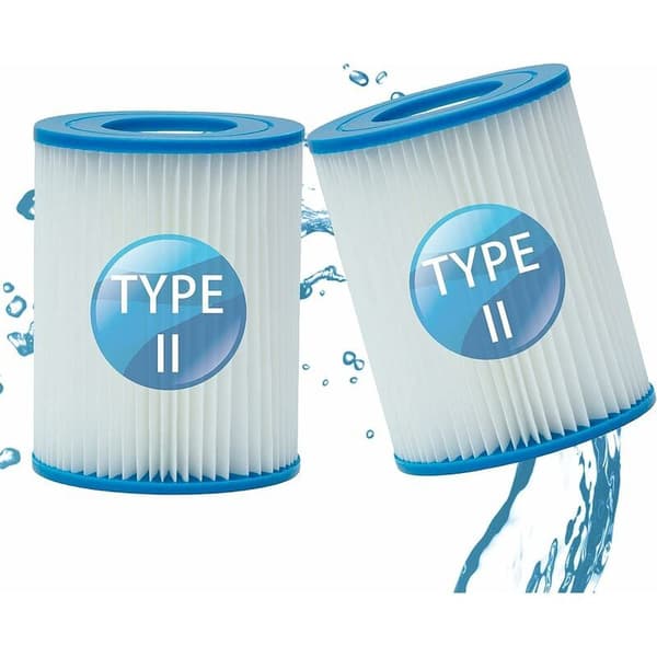 – Type II poolfilterpatron – Pakke med 2 – Dimensioner 4,17 x 5,35 tommer – Højstyrke ABS-materiale – Effektiv filtrering