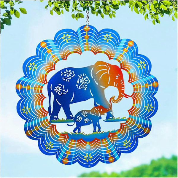 Elefant Vindspinnere Elefantgaver til Kvinder/Mænd 30 cm 3D Rustfrit Stål Hængende Vindspinner Metal Vindfanger Kinetisk Skulptur til Indendørs/Ud