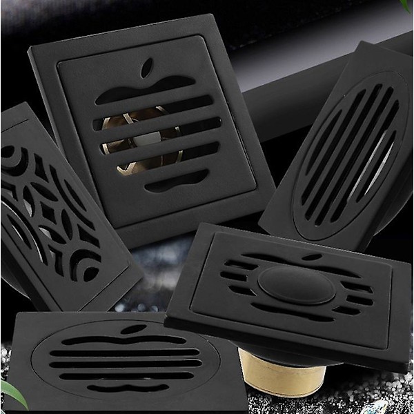 Sort gulvafløb i sort plast - 10*10cm panelstørrelse, indbygningsdybde > 3,5cm