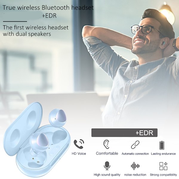 Trådløs Bluetooth 5.0 høretelefon Hifi stereoheadset med dobbelte mikrofoner
