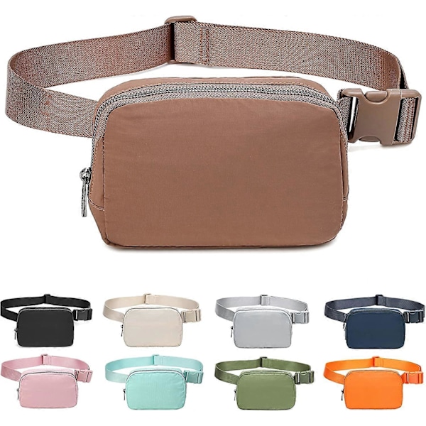 Midjeväska Fanny Pack Crossbody Väskor Bum Bag för Löpning Vandring Resor Träning Justerbar Rem för Kvinnor - Brun