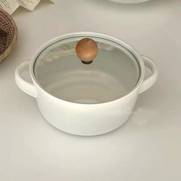 6 tuuman keittolautaset monitoiminen lämpöeristys keraamiset keittoastiat kaksilla kahvoilla kansi pikakahville keittoriiselle