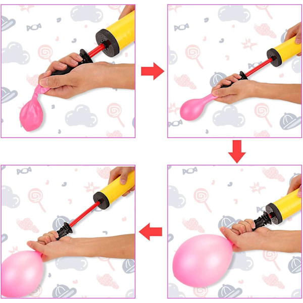 3 Stykker Ballongpumpe, Manuell Håndholdt Inflator, Oppblåsbar Ballong for Festballonger, (Tilfeldig Farge)