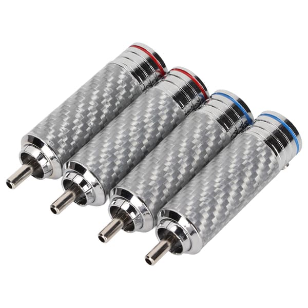 4 stk. RCA-lydstik forkromet svejse-phono RCA-hanstik til 8 mm ledningsdiameter højttalerudstyr