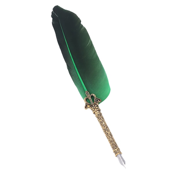 Fjerpen i zinklegering med høj glathed, elegante farver, europæisk retrostil, fjerpen til skrivning, tegning, grøn