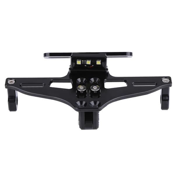 Motorcykel Justerbar Nummerpladeholder i Aluminium med Lys Sort