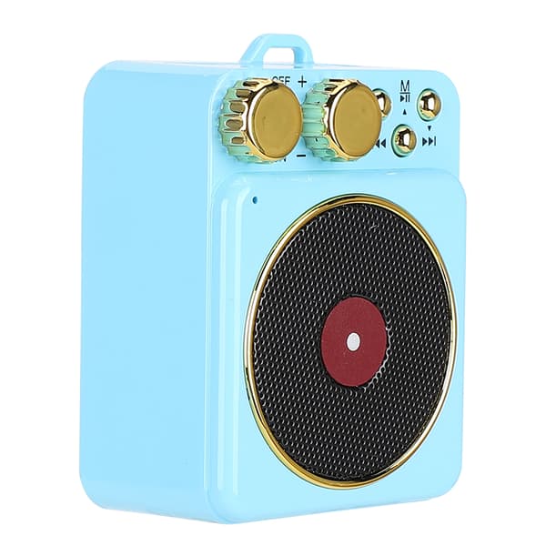 DC 3.7V Retro Bluetooth 5.0-högtalare med smart ljudröstutsändning för MP3 / TF-kortBlå
