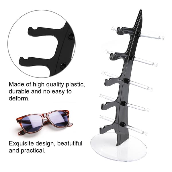 5 Par Plastik Brillehylde Solbriller Display Stand Rack Opbevaringsholder Sort
