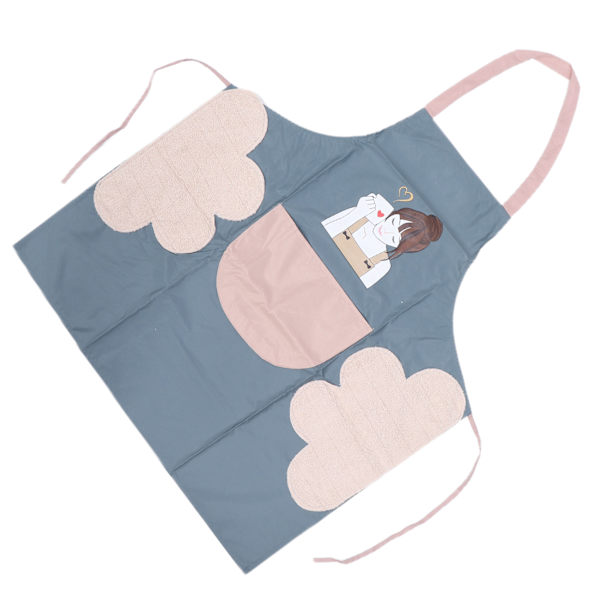 Beauty Girl Pattern Kosmetiikkaessu Vedenpitävä Leivonta BBQ Esiliina PocketGraylla