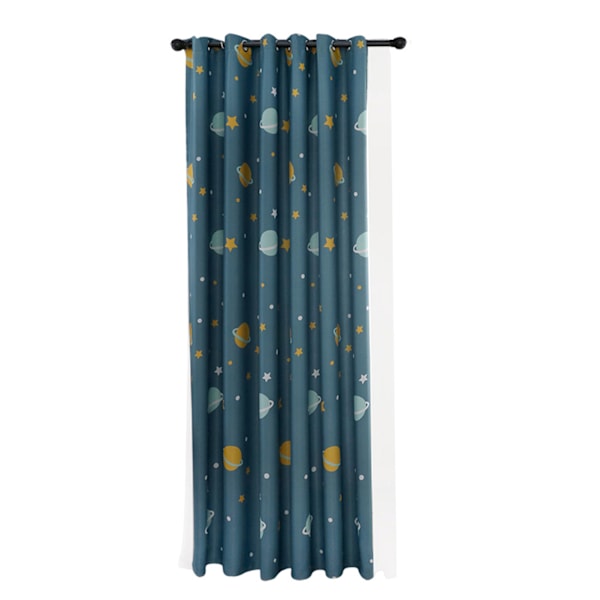 Cartoon Blue Planets Polyester Curtains Lightproof Curtain Bedroom Living Room (1pc)