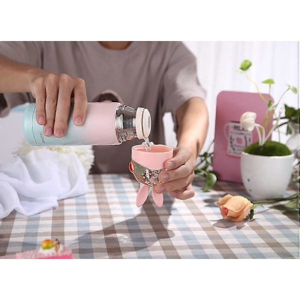 Jenter Reisekrus, Søt Kanin Vakuum Vannflaske - Lekkasjesikker Isolasjons Tumbler For Barn Voksen, 12 Oz