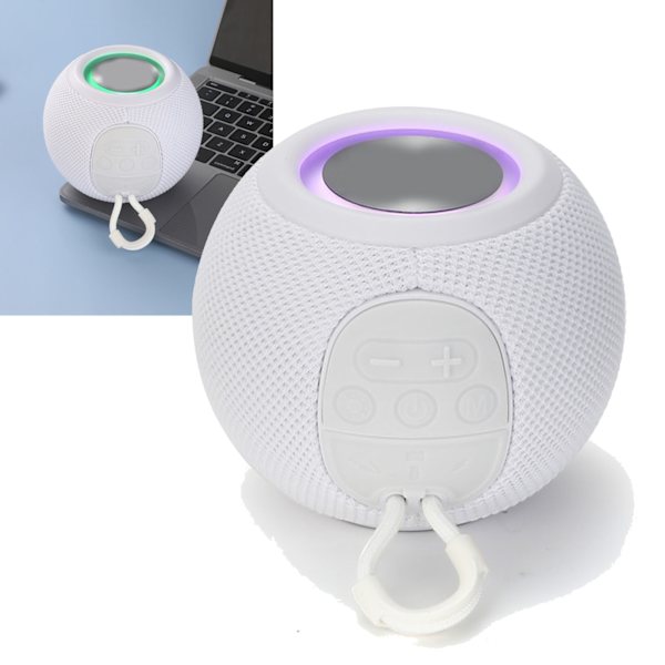 Bluetooth trådlös minihögtalare, bärbar tyghögtalare, laddningsbar högtalare för hem, sovsal, fest, vit