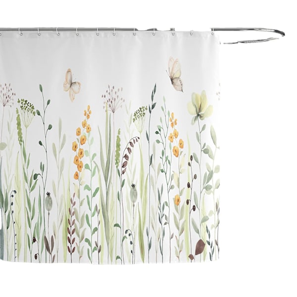 1 stk Blomsterplanter Sommerfugl Mønster Bruseforhæng, Skimmelresistent, Vandafvisende Bruseforhæng, 180 x 180 cm